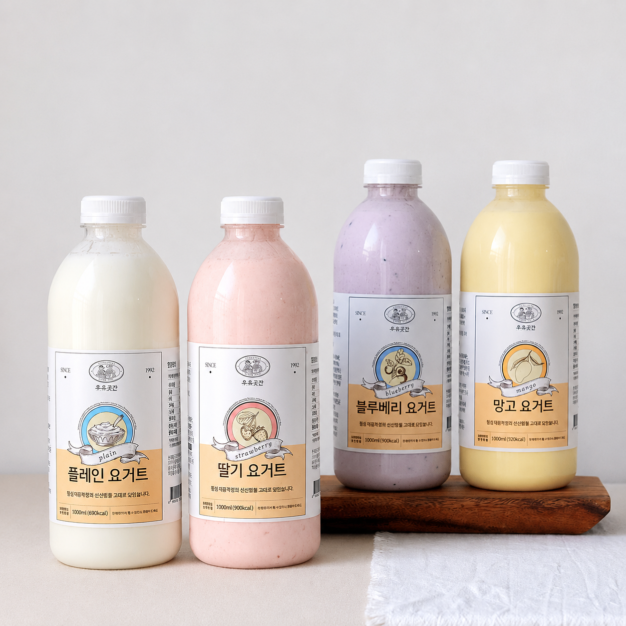 우유곳간 목장 요거트 1000ml 4종 (플레인,딸기,블루베리,망고)